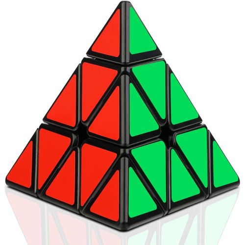 Pyramide Cube, 3x3 Speed Cube Pyraminx Cube Magique Cube Autocollant sur Noir, Pyramide Puzzle Magic Cube
