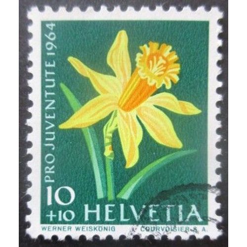 Suisse N°739 Narcisse Jaune Oblitéré