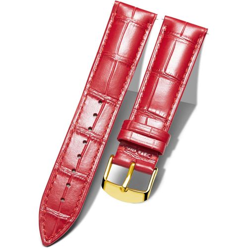 16mm Bracelet De Montre En Cuir Crocodile Véritable Remplacement Montre Bracelet À Dégagement Rapide Etanche - G-Rouge