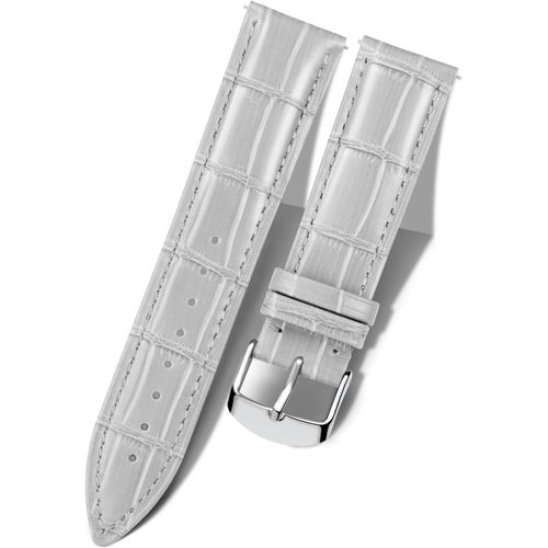 19mm Bracelet De Montre En Cuir Crocodile Véritable Remplacement Montre Bracelet À Dégagement Rapide Etanche - S-Gris