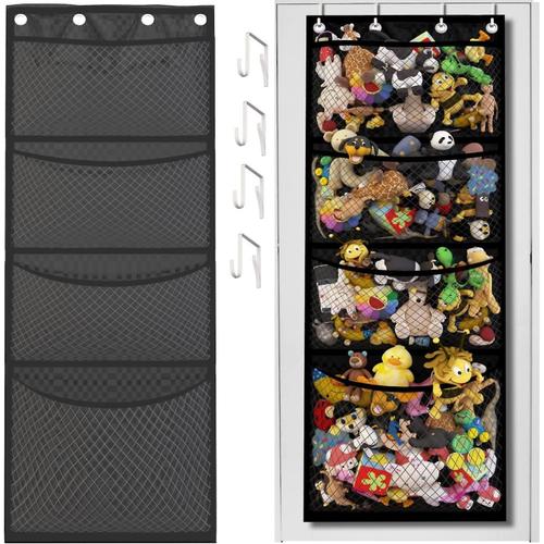 Rangement Pour Animaux En Peluche, Organiseur De Porte Pour Peluches, Accessoires Pour Bébé Et Jouets En Peluche, Installation Facile Avec Grille De Suspension Respirante.