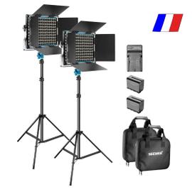 Neewer 2 Packs 660 LED Lumière Dimmable Bicouleur et Support d