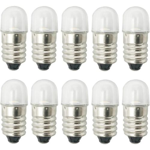 Ampoules E10 Led, 10pcs 220 Volt Blanc Froid Ampoules De Remplacement E10 Miniatures À Vis 1watts 65lm (Blanc Froid)