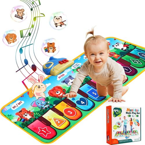 Tapis d'Eveil Bebe Piano Enfant avec 8 Animaux, Jouet Bebe 1 An Tapis Musical d'Eveil Jouet Enfant 1 2 Ans Tapis de Danse Instrument de Musique Bebe Cadeau Anniversaire Enfant 1 2 3 Ans Filles