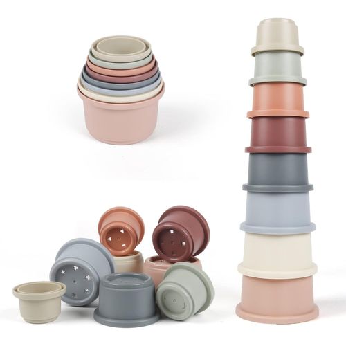 Tasse À Empilable Bébé Pour 12 18 Mois,8 Pièces Cubes Empilables Gobelet Empilables,Éducatif Cadeau Pour 6+ Mois Garçons Filles,Enfant Construction Jeux Gigognes Jeux