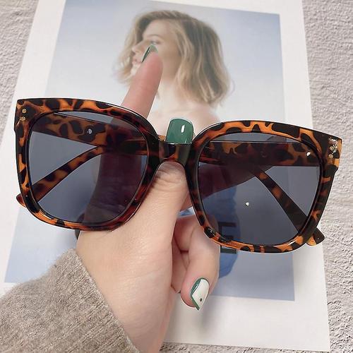 Lunettes de soleil carrees surdimensionnees pour femmes mode retro degrade lunettes noires a grande monture Vintage imprime leopard Rakuten