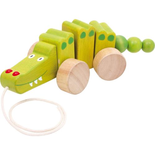 Animal à tirer ""Crocodile"" en bois, favorise l'apprentissage de la marche, oscille en reculant, à partir de 1 an