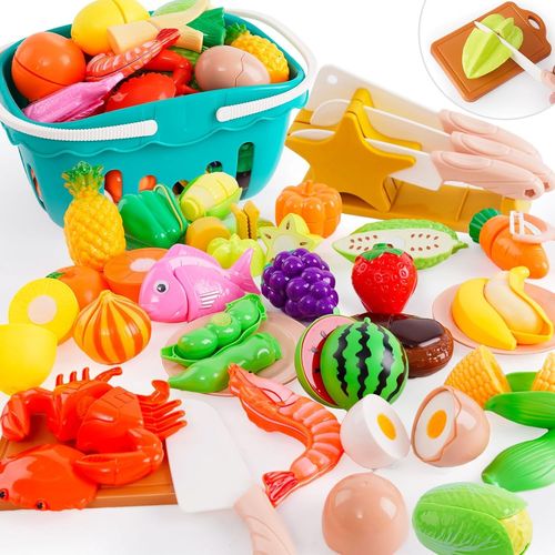 Fruits et Légumes Jouets Ustensile de Cuisine Jouet Enfant Coupe Fruits et Légumes Motricité Fine Jouet Bébé Jeux de Cuisine Cadeau de Pâques Enfant Fille Garçon 2 3 4 5 6 Ans