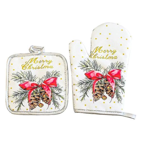 Mitaines De Four Et Porte-Casseroles, Gants De Cuisine Résistants À La Chaleur Pour Micro-Ondes Pour La Cuisson Des Pommes De Pin De Noël