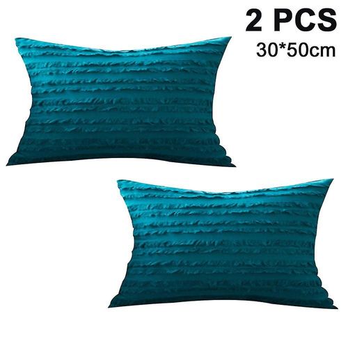 Lot De 2 Housses De Coussin Décoratives Avec Franges Et Pompons, Bleu Lac Doux