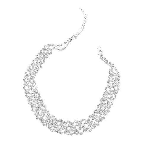 Collier Ras De Cou En Zircone Cubique Plaqué Argent S925, Collier Exagéré Pour Femmes