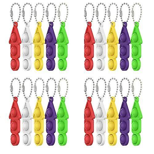 20 Pièces Mini Pop Fidget Toys Pack Push Bubble Pop Porte-Clés Jouet, Soulagement Du Stress De L'anxiété Jouets À Main Simples, Jouets Sensoriels À Presser En Silicone Maison/Noël D