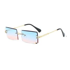 Lunettes de soleil Vintage sans monture, rectangulaires, sans