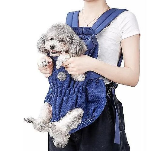 Sac À Dos Portatif Extérieur Pour Animaux De Compagnie, Porte-Chien, Sac À Bandoulière Avant Respirant M Bleu