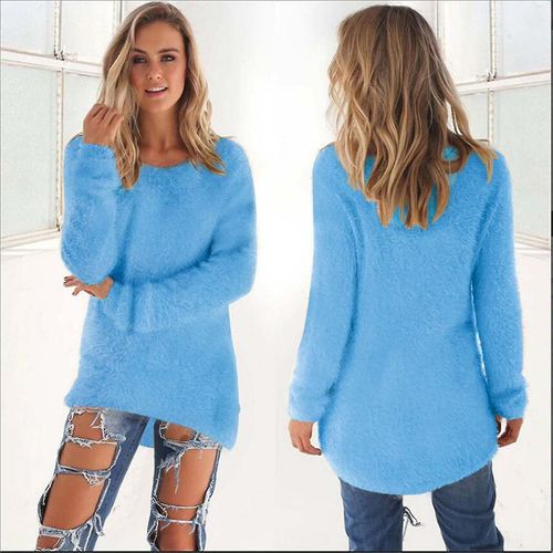 Pull Polaire Moelleux Pour Femme M Bleu