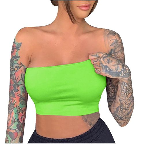 Une Épaule Courte Enveloppée De Poitrine Femmes Mode Gilet Court Culture Hauts Tube