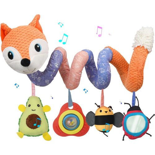 Spirale d'activité Bébé 0 3 6 12 Mois, Spirale Poussette Bebe avec Musique Bebe, Jouets Eveil pour Poussettes Jouet, Jouet Poussette Bebe pour 0+ Mois Garcon Fille, Jeux Eveil Bebe 0-3 Mois