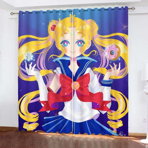 Rideaux Occultants Sailor Moon Pour Chambre De Gar?Ons Et Filles, Rideaux Perfor¿¿S Pour Chambre D'enfant, 2 X 100 X 140 Cm