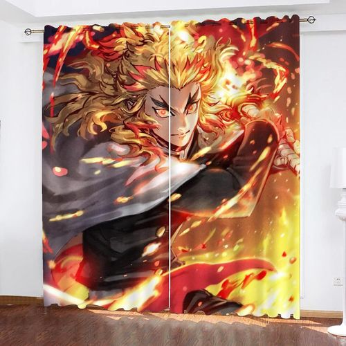 Rideaux Occultants Manga Japonais Demon Slayer, Pour Chambre De Gar?Ons Et Filles, Rideaux Perfor¿¿S Pour Chambre D'enfant, 2 X 100 X 140 Cm