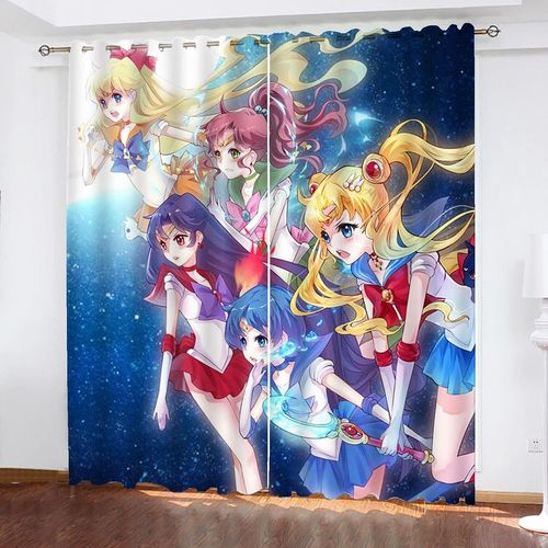 Rideaux Occultants Sailor Moon Pour Chambre De Gar?Ons Et Filles, Rideaux Perfor¿¿S Pour Chambre D'enfant, 2 X 100 X 140 Cm