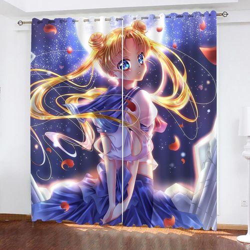 Rideaux Occultants Sailor Moon Pour Chambre De Gar?Ons Et Filles, Rideaux Perfor¿¿S Pour Chambre D'enfant, 2 X 100 X 140 Cm