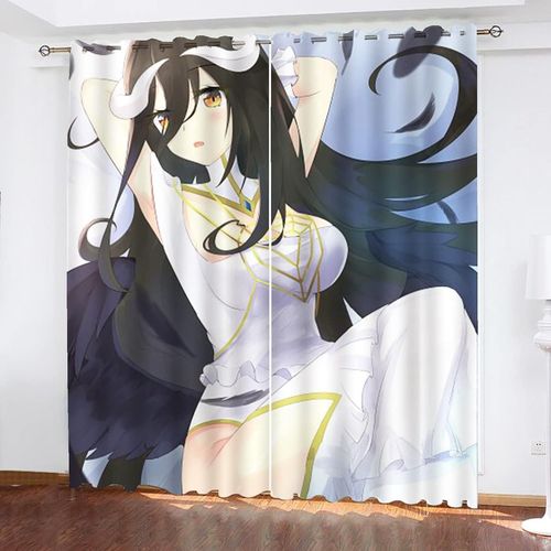 Overlord Albedo Anime Motif Rideaux Occultants Pour Gar?Ons Et Filles Chambre Chambre D'enfants Rideaux Perfor¿¿S 2 Panneaux, 2 X 100 X 140 Cm
