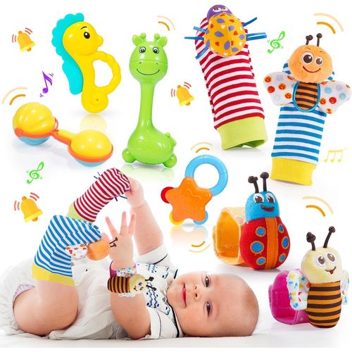 Jouet Bebe 3 6 9 Mois,Hochet Bebe 0 3 6 9 Mois Jouet Eveil Bebe 0-6 Mois Bébé Cadeau Enfant 1 an Fille Garcon Jeux Bebe 0-3 Mois Cadeau Nouveau Jouets D'Activité Et de Développement Montessori