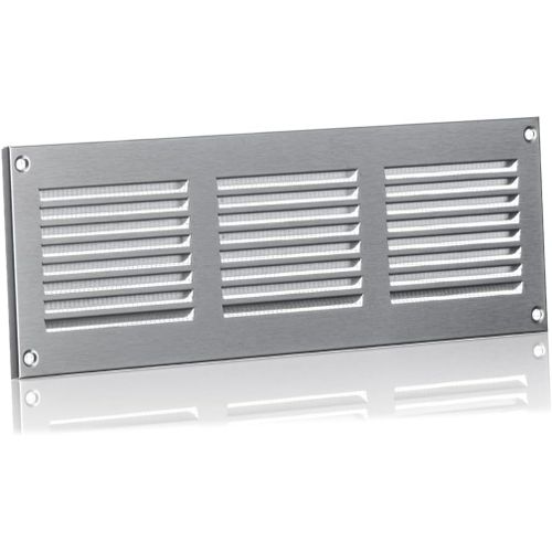 300x100mm Grille de Ventilation avec Moustiquaire - Grilles d'aération en Métal - Acier Inoxydable
