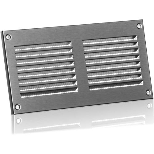 200x100mm Grille de Ventilation avec Moustiquaire - Grilles d'aération en Métal - Acier Inoxydable