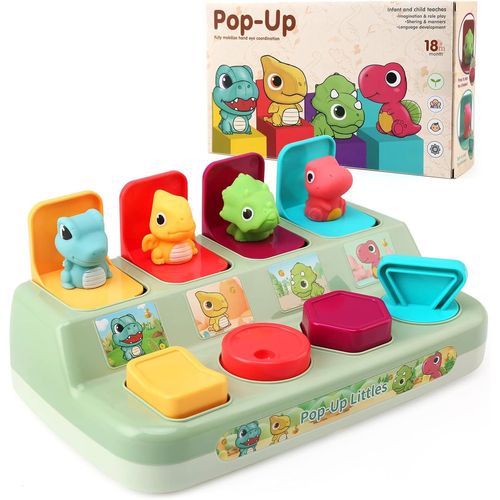 Jouet Montessori pour Bébés, Dinosaure Jouets Pop-up Jeux d¿activité Éducatifs et Développement pour Apprendre Motricité Fine pour Enfants 18 Mois et Plus