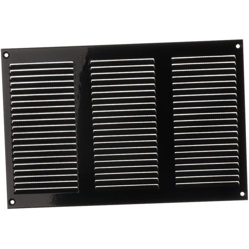 300x200mm Grille de Ventilation avec Moustiquaire - Grilles d'aération en Métal - Acier, Noir