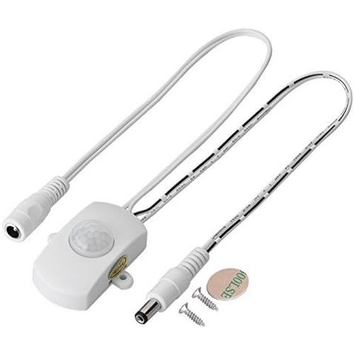 Detecteur De Mouvement, Commutateur De Lumière De Détecteur De Capteur De Mouvement 6V-24V, Commutateur De Capteur Pir 5A 12V avec Temps De Retard Réglable, pour éclairage LED(Blanc)