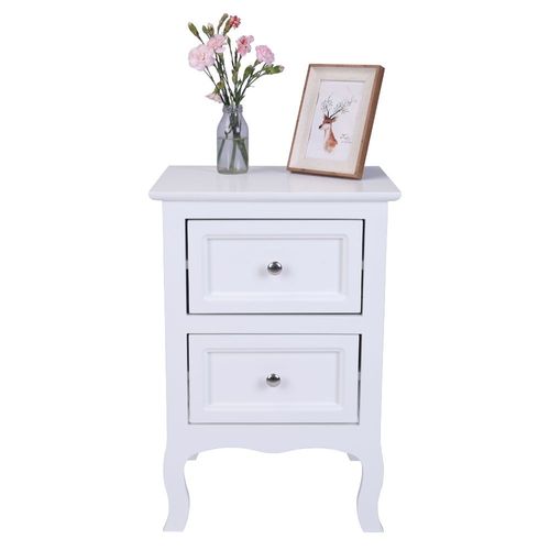 Table De Chevet À Deux Niveaux De Style Campagnard, Grande Taille, Blanche