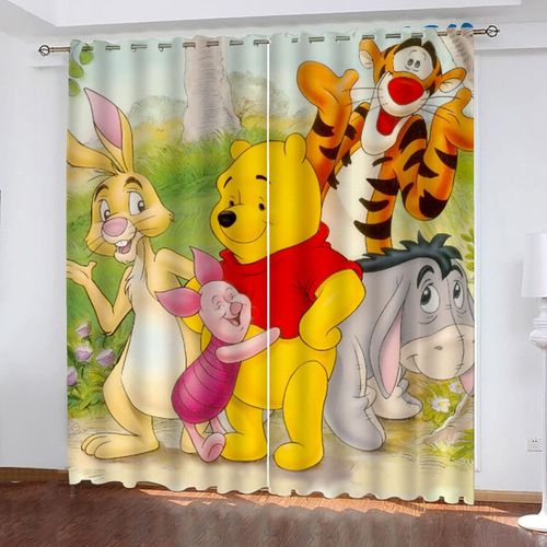 Rideau Occultant Winnie L'ourson En Tissu Pour Chambre D'enfant, Impression Num¿¿Rique 3d 100 % Polyester, 2 X 100 X 140 Cm