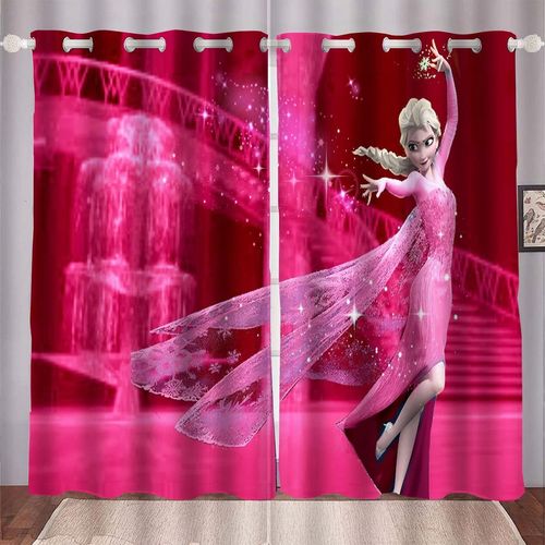 Rideaux Occultants Frozen Elsa En Tissu Pour Chambre D'enfant, Impression Num¿¿Rique 3d 100 % Polyester, Rideaux Anime Frozen Aisha Et Anna, 2 X 100 X 140 Cm