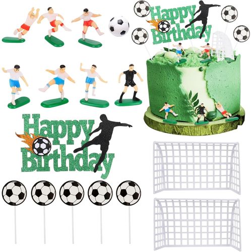 ERSHI-16 Pièces Decoration Gateau Foot Deco Anniversaire Figurine Footballeur pour Thème du Football Fête anniversaire Foot pour G[7404]