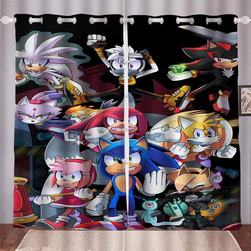 Rideaux Occultants Sonic En Tissu Pour Chambre D'enfant, Dessus ¿¿ ?Illets Pour Rideaux, Impression Num¿¿Rique 3d 100 % Polyester, 2 X 100 X 140 Cm