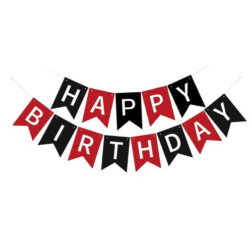 Ershi-Bannière Anniversaire Rouge & Noir \U2013 Guirlande ""Happy Birthday"" Réutilisable, Idéale Pour Enfants & Adultes, Déco Intér[8146]
