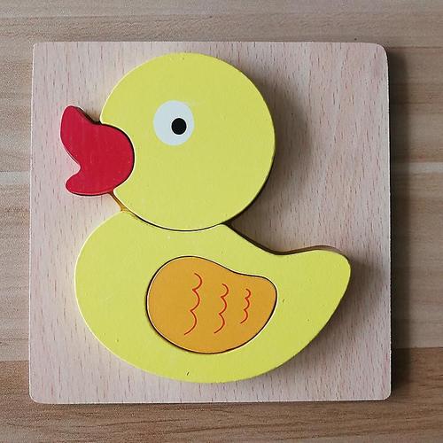 Puzzles En Bois Pour Tout-Petits, Ensemble De Puzzles Animaux, Apprentissage Précoce, Petit Canard Jaune