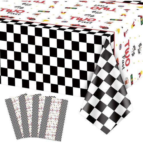 Ershi-Lot De 4 Nappes Rectangulaires À Carreaux Noirs Et Blancs Pour Garçons Et Enfants De Deux Ans, 130 X 220 Cm (Deux Rapides)[2048]