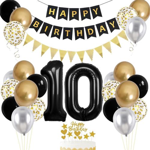 ERSHI-Décorations d'anniversaire numéro 20 pour garçons et filles - Ballons de 20e anniversaire - Noir argenté doré - Ballon d'ann[2941]