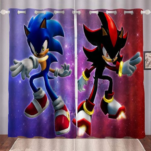 Rideaux ¿¿ Impression Num¿¿Rique Sonic 3d, Rideau Occultant, Rideaux Thermiques Opaques, Rideau Antibruit Avec ?Illets Pour Chambre ¿¿ Coucher, Chambre D'enfant, 2 X 100 X 140 Cm