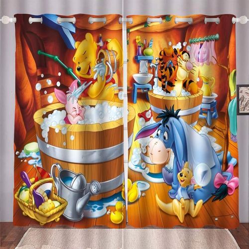 Rideau Occultant Winnie L'ourson ¿¿ ?Illets Pour Chambre ¿¿ Coucher, Rideaux Pour Enfants, Rideau 100% Polyester Pour Chambre D'enfant Gar?On, 2 X 100 X 140 Cm
