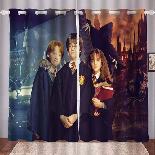 Rideaux Harry Poter, Ensemble De Rideaux Occultants Pour L'¿¿Cole De Poudlard Imprim¿¿ En 3d, Pour Chambre ¿¿ Coucher, Chambre D'enfant, Rideau Coulissant Opaque, 2 X 100 X 140 Cm