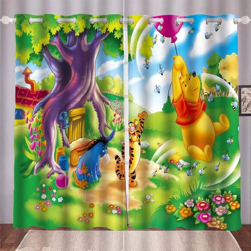 Rideau Occultant Winnie L'ourson ¿¿ ?Illets Pour Chambre ¿¿ Coucher, Rideaux Pour Enfants, Rideau 100 % Polyester Pour Chambre D'enfant Gar?On, Rideaux Pour Enfants, 2 X 100 X 140 Cm