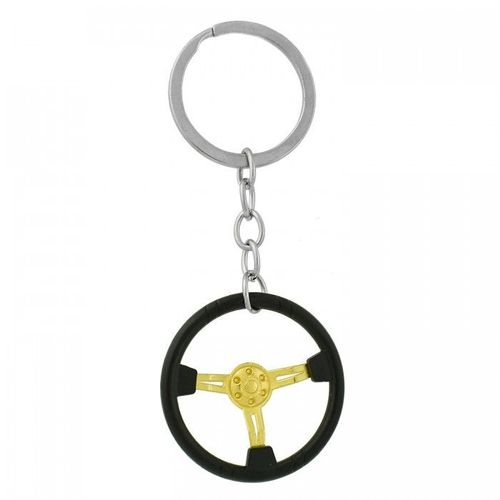Porte-Clés Automobile Volant De Voiture Noir Color Doré