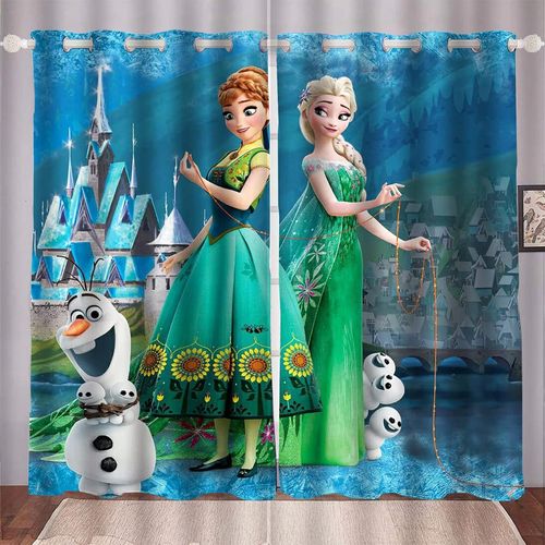 Rideaux Occultants Frozen Elsa En Tissu Pour Chambre D'enfant, Impression Num¿¿Rique 3d 100 % Polyester, Pour Chambre D'enfant, 2 X 100 X 140 Cm