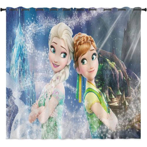 Ensemble De Rideaux Occultants Anime Frozen, Rideaux Anna Et Elsa Olaf, Impression 3d ¿¿ ?Illets, Pour D¿¿Coration, Chambre D'enfant, Salon, Chambre ¿¿ Coucher, 2 X 100 X 140 Cm