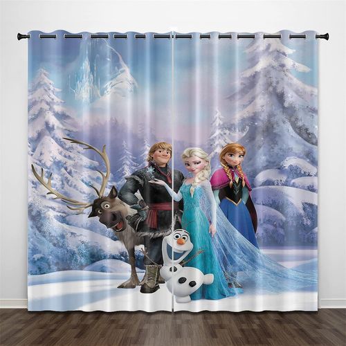 Ensembles De Rideaux Occultants Anime Frozen, Anna Elsa Olaf, Rideaux ¿¿ ?Illets, Impression 3d, Pour D¿¿Coration De Chambre D'enfant, Salon, Chambre ¿¿ Coucher, 2 X 100 X 140 Cm