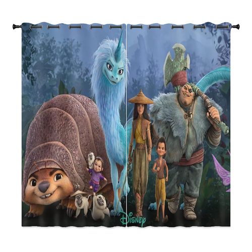 Ensemble De Rideaux Occultants Raya Et Le Dernier Dragon, Rideaux Raya Et Le Dernier Dragon Avec ?Illets Imprim¿¿S 3d, Pour Chambre D'enfant, 2 X 100 X 140 Cm